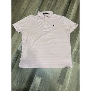 Ralph Lauren Short Sleeve Polo White/Pink Striped Men's XL Classic Fit